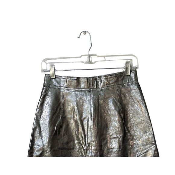 Zara Skirt XS Leather Gray Silver Metallic Festival Blogger Fav Snap Button - Picture 8 of 11